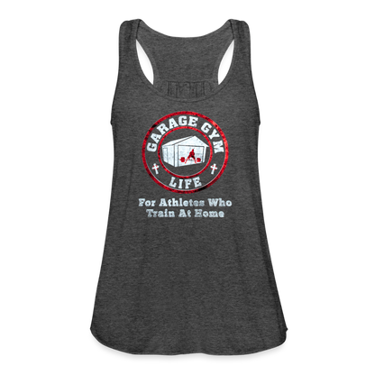 Women's Garage Gym Life Logo Flowy Tank Top by Bella - deep heather