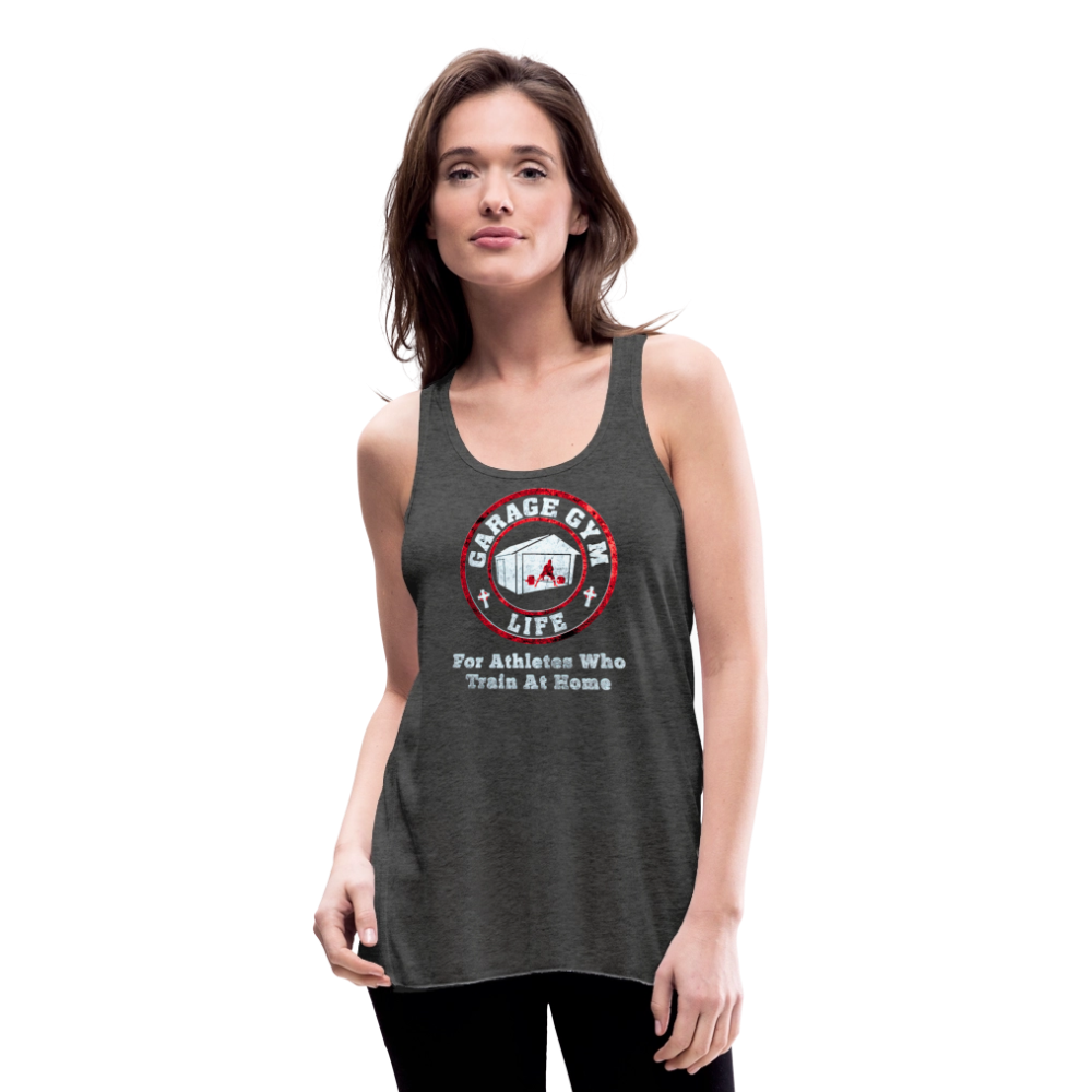 Women's Garage Gym Life Logo Flowy Tank Top by Bella - deep heather