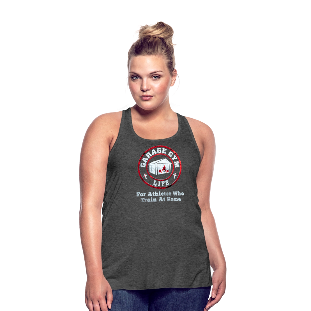 Women's Garage Gym Life Logo Flowy Tank Top by Bella - deep heather