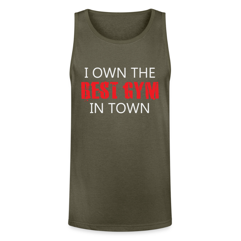 Men's Best Gym In Town Tri-Blend Organic Tank - heather olive