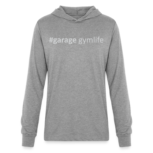 #garagegymlife Unisex Long Sleeve Hooded T-Shirt - Lightweight Year-Round Hoodie - heather grey