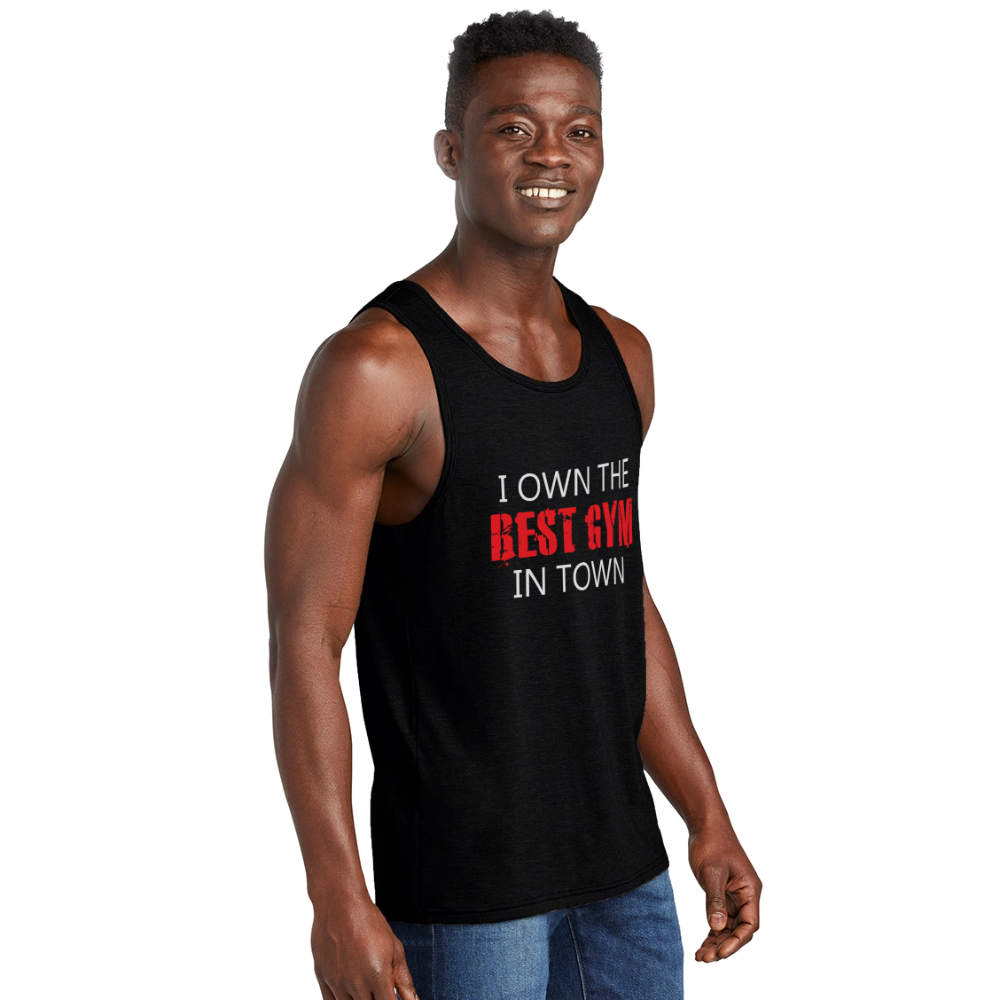 Men's Best Gym In Town Tri-Blend Organic Tank - black