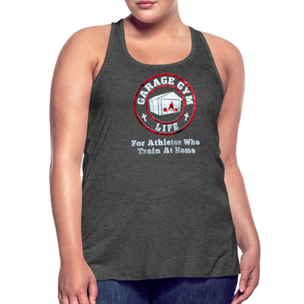 Women's Garage Gym Life Logo Flowy Tank Top by Bella - deep heather