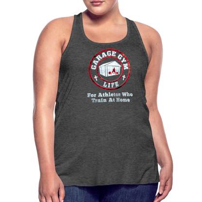 Women's Garage Gym Life Logo Flowy Tank Top by Bella - deep heather