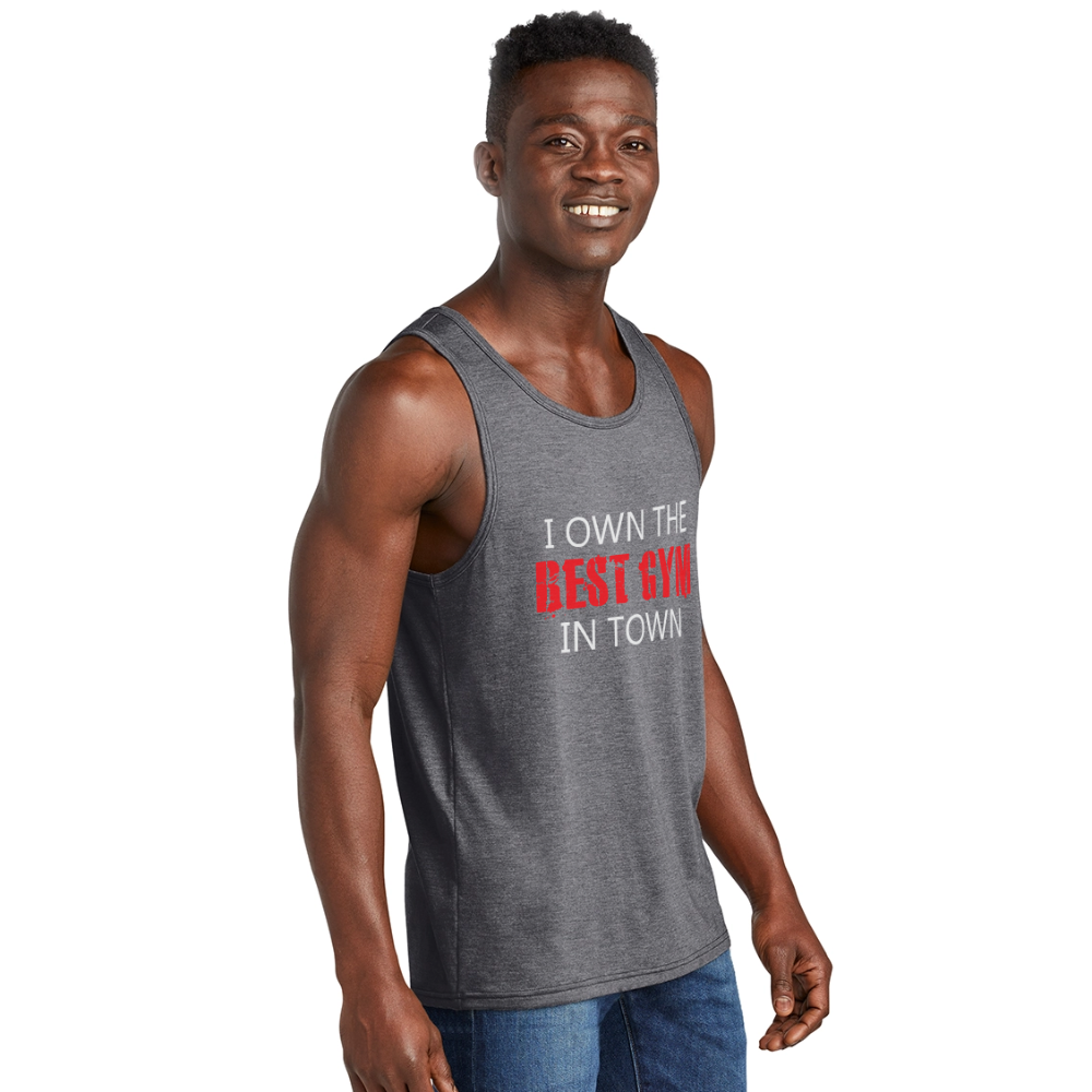 Men's Best Gym In Town Tri-Blend Organic Tank - heather gray