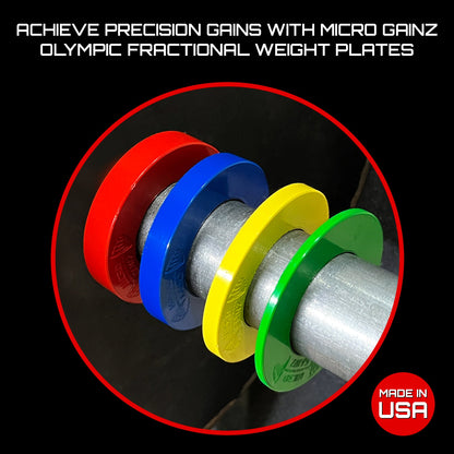 Micro Gainz Olympic Size Fractional Weight Plates Set of 8 Plates .25LB-1LB  w/ Bag