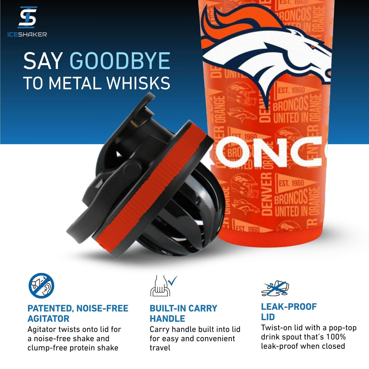 Officially Licensed Denver Broncos 26oz Ice Shaker