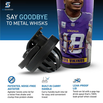 Official Justin Jefferson Minnesota Vikings 4D 26oz Ice Shaker