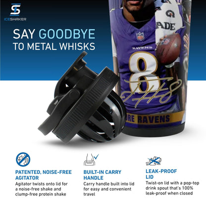 Official Lamar Jackson Baltimore Ravens 4D 26oz Ice Shaker