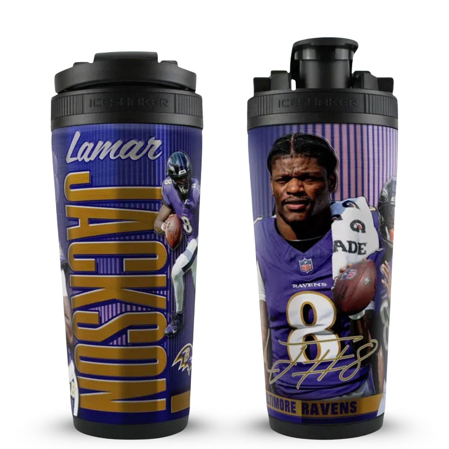 Official Lamar Jackson Baltimore Ravens 4D 26oz Ice Shaker