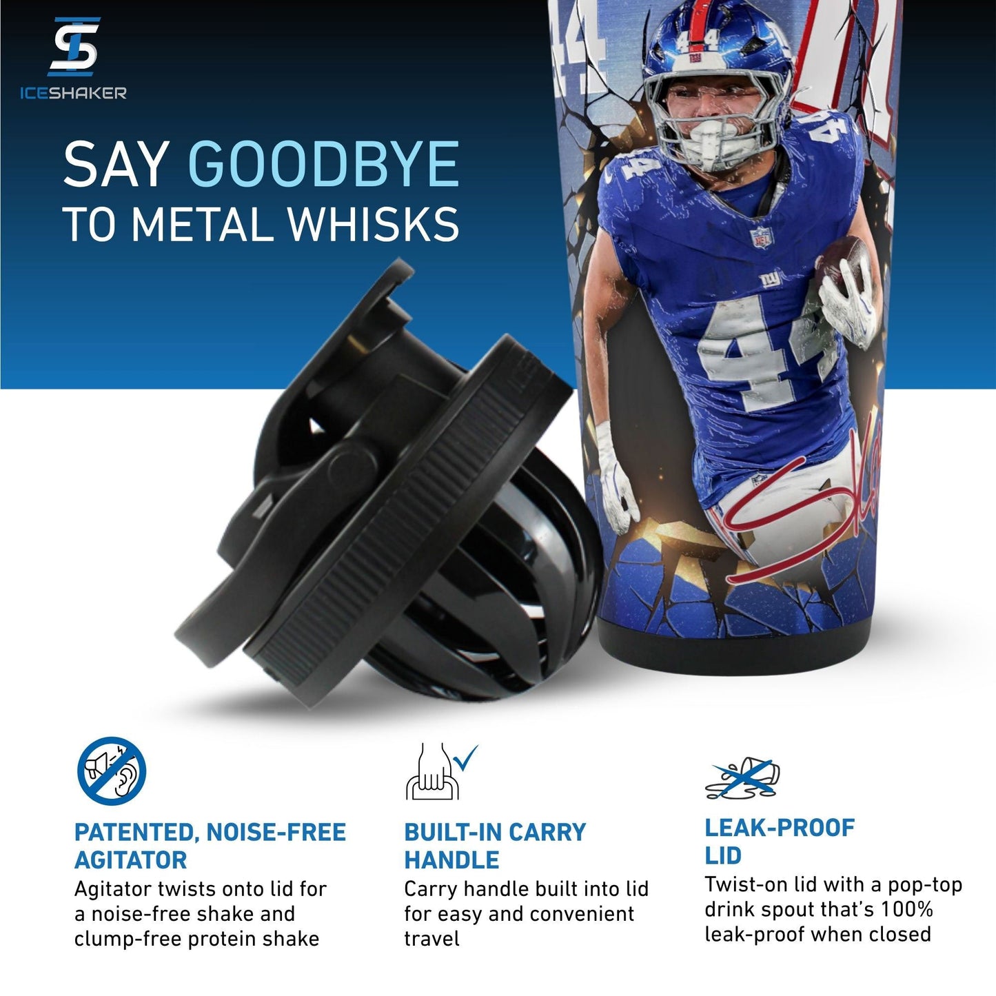 Official Cam Skattebo NY Giants 4D 26oz Ice Shaker