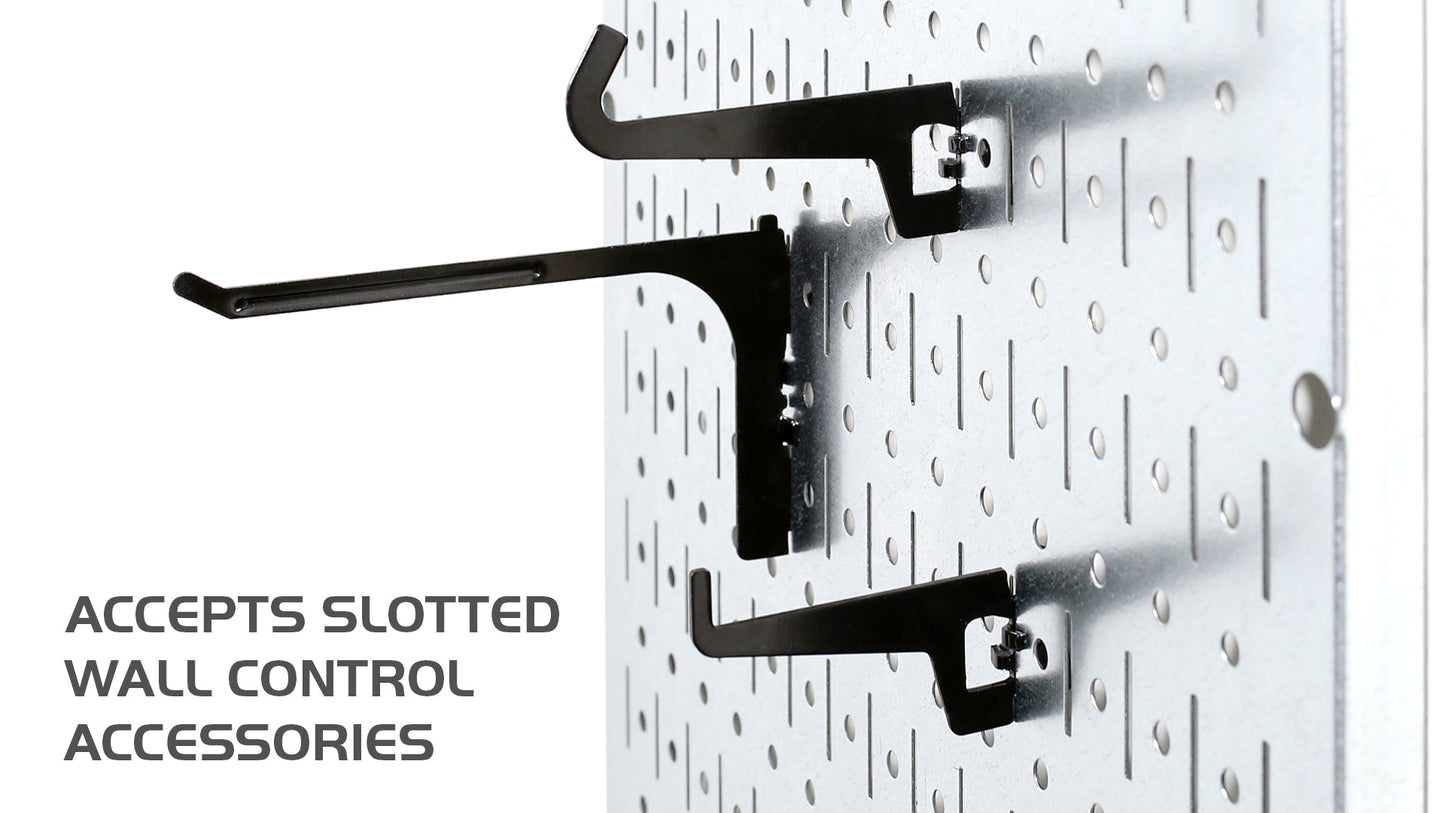 Wall Control Premium Steel Pegboard Kit - Black Pegboard with Hooks