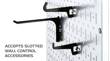 Wall Control Premium Steel Pegboard Kit - Black Pegboard with Hooks