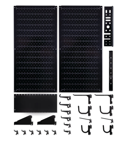 Wall Control Premium Steel Pegboard Kit - Black Pegboard with Hooks