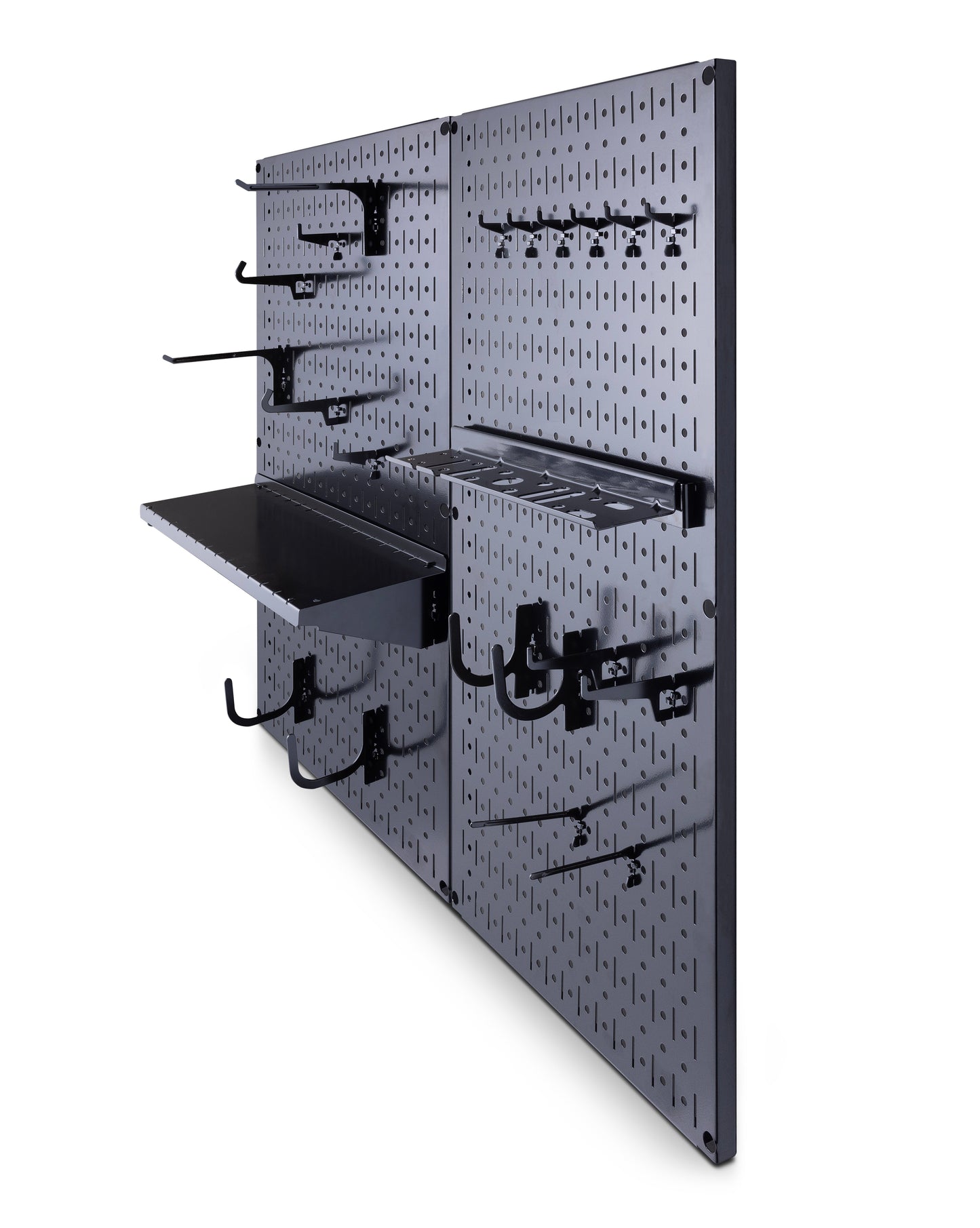 Wall Control Premium Steel Pegboard Kit - Black Pegboard with Hooks