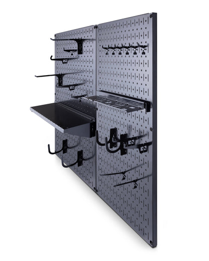 Wall Control Premium Steel Pegboard Kit - Black Pegboard with Hooks