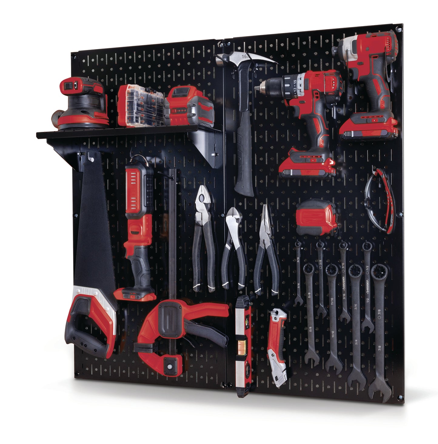 Wall Control Premium Steel Pegboard Kit - Black Pegboard with Hooks
