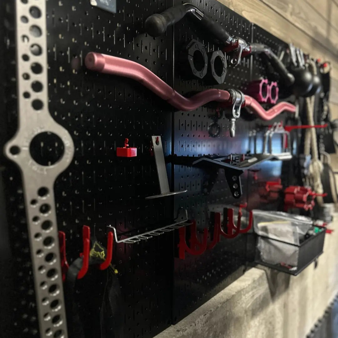 Wall Control Premium Steel Pegboard Kit - Black Pegboard with Hooks