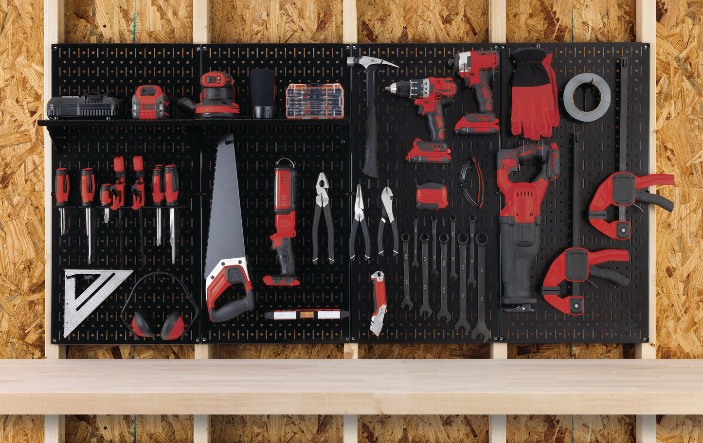 Wall Control Premium Steel Pegboard Kit - Black Pegboard with Hooks