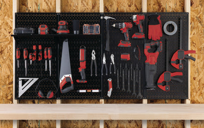 Wall Control Premium Steel Pegboard Kit - Black Pegboard with Hooks