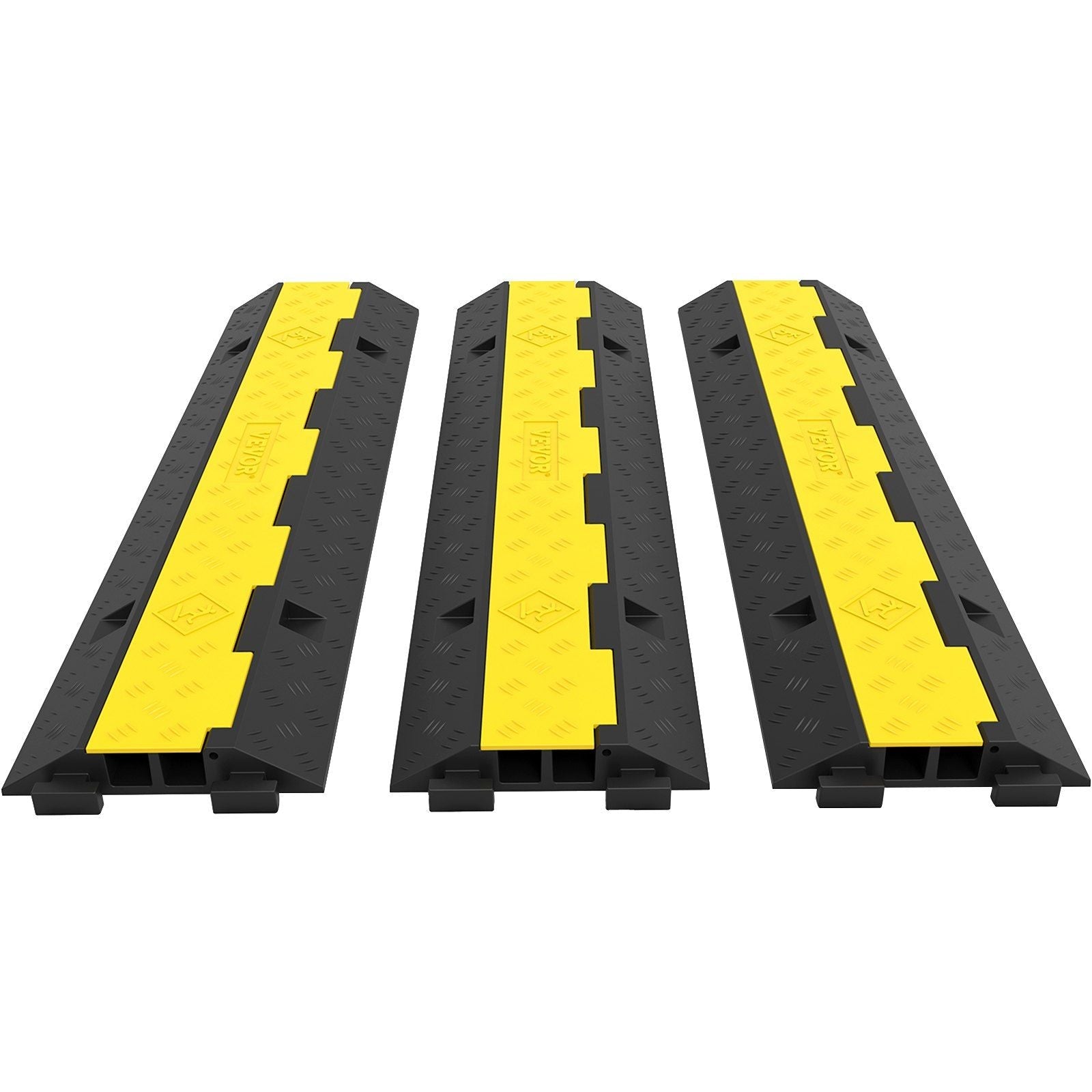 Home Gym Cable Protector Ramps – 2-Channel Floor Cord Cover for Video Aesthetics & Home Workout Safety (3-Pack)