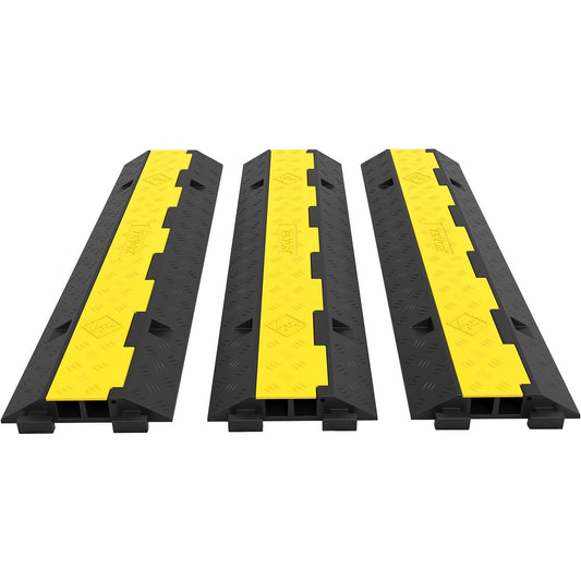 Home Gym Cable Protector Ramps – 2-Channel Floor Cord Cover for Video Aesthetics & Home Workout Safety (3-Pack)