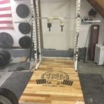 lifting platform at North Street Strength, a private powerlifting gym in Granby, MA.