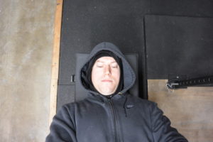 Joe Gray testing the Thompson Fat Pad for Garage Gym Magazine