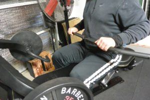 conventional bar set up for a low pulley row