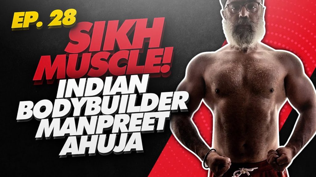 Indian bodybuilder posing for cover image of Sikh Muscle