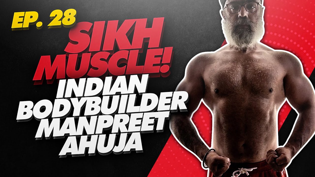 Indian bodybuilder posing for cover image of Sikh Muscle
