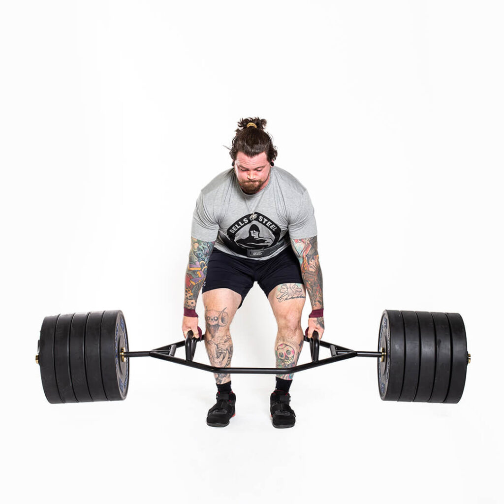 Man deadlifting with the Bells of Steel Industrial Rackable TrapBar